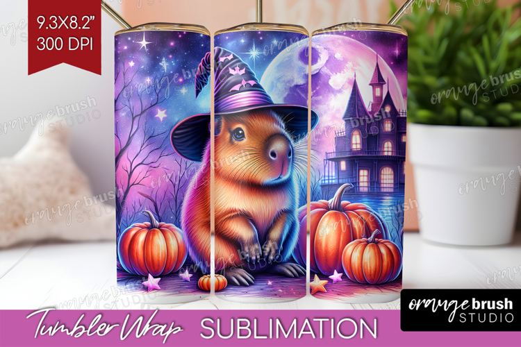 Capybara Halloween Tumbler Wrap Cute Animal Tumbler PNG
