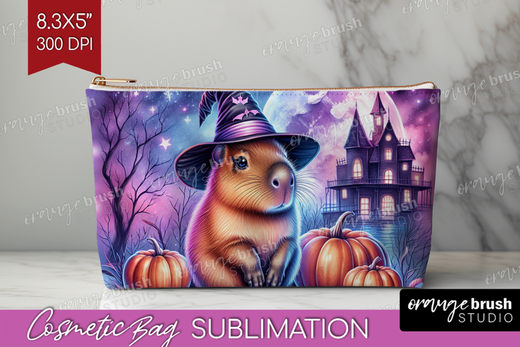 Capybara Halloween Cosmetic Bag Cute Animal Makeup Bag PNG