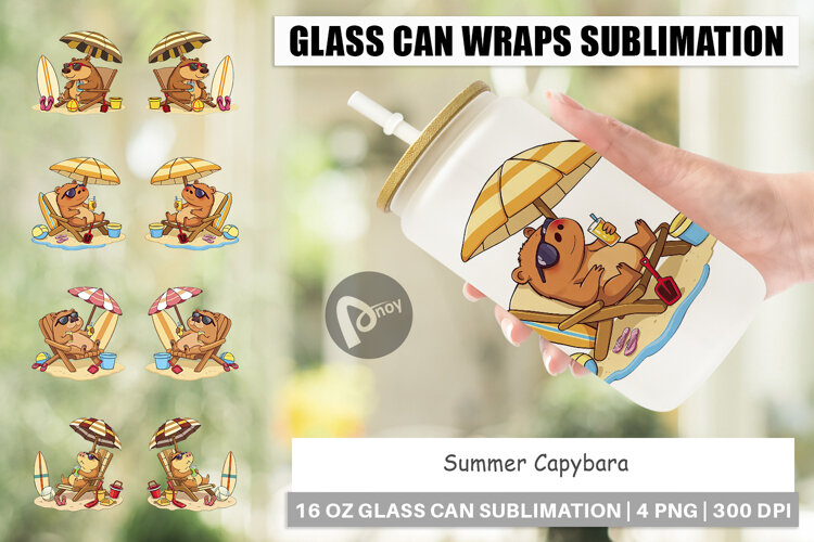 Glass Can Summer Capybara example image 1