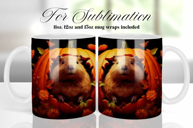 FALL CAPYBARA COFFEE MUG WRAP SUBLIMATION DESIGN example image 1