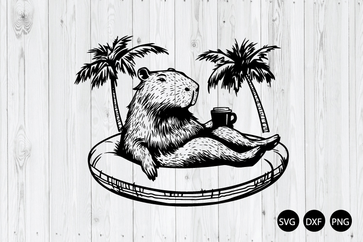 Capybara Relaxing on Pool Float SVG, Capybara SVG