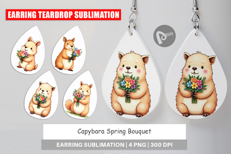 Earring Capybara Spring Bouquet