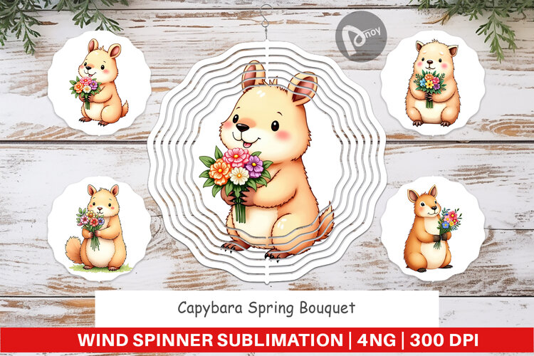 Wind Spinner Capybara Spring Bouquet example image 1