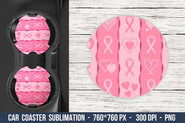Breast Cancer Car coaster, Pink Ribbon Car Coaster, Coaster