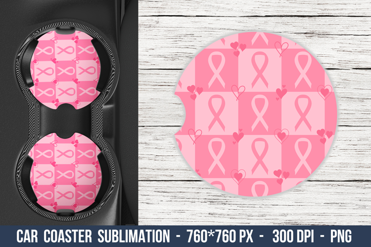 Breast Cancer Car coaster, Pink Ribbon Car Coaster, Coaster