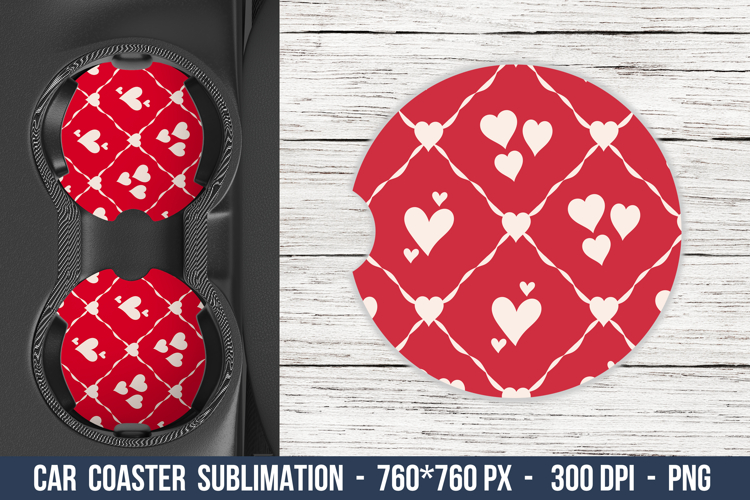 Heart Pattern Car Coaster | Car Coaster Sublimation