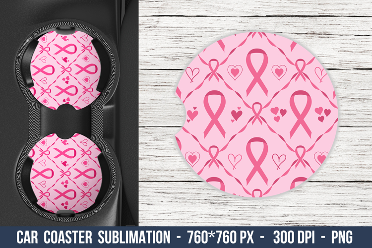Breast Cancer Car coaster, Pink Ribbon Car Coaster, Coaster