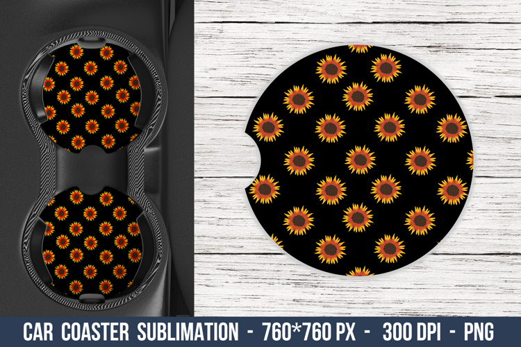 Sunflower Pattern Car Coaster, Car Coaster Sublimation