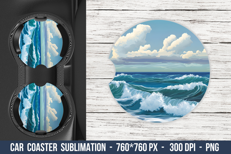 Sea Waves Car Coaster | Car Coaster Sublimation