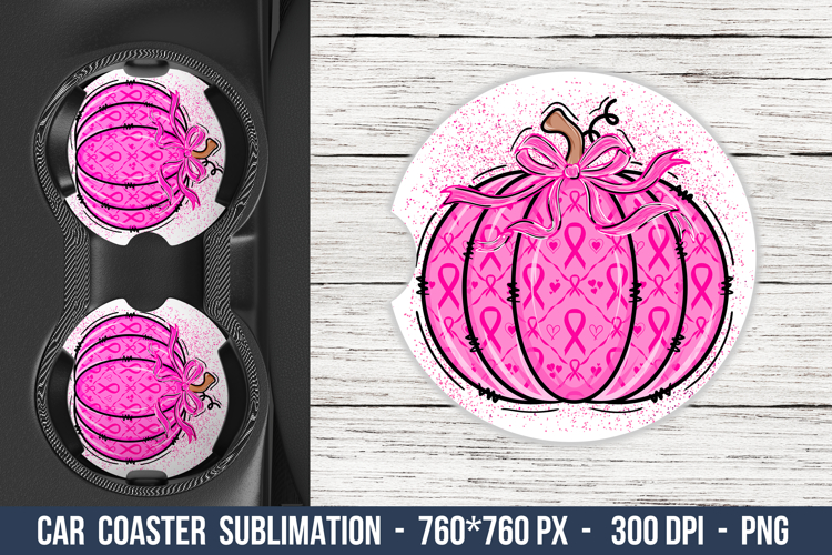Breast Cancer Pumpkin Car coaster, Pink Pumpkin Car Coaster