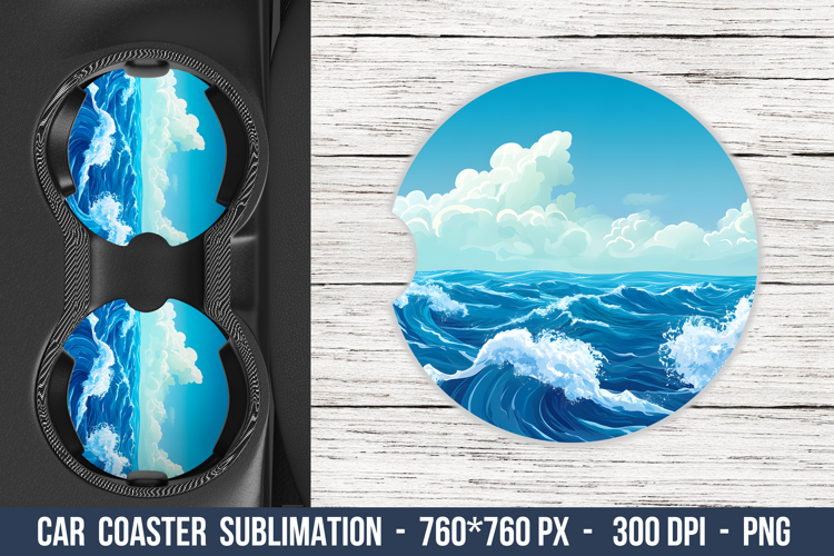 Sea Waves Car Coaster | Car Coaster Sublimation