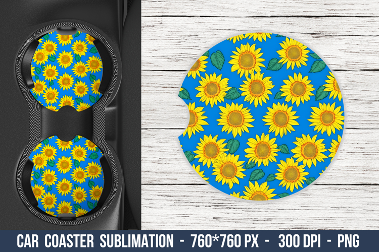 Sunflower Pattern Car Coaster | Car Coaster Sublimation