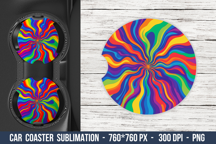 Colorful Psychedelic Pattern Car Coaster | Car Coaster Png