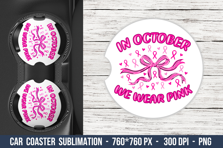 Breast Cancer Car Coaster | Car Coaster Sublimation