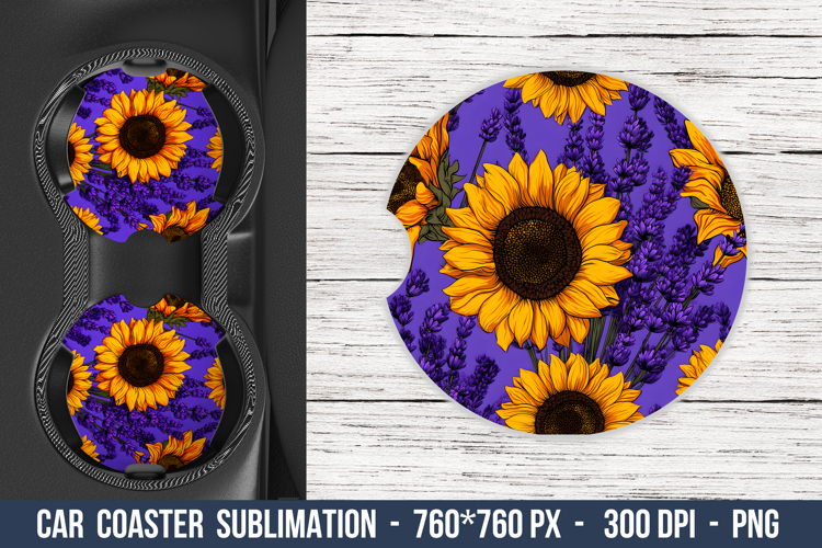 Lavender & Sunflower Car coaster | Car Coaster Sublimation