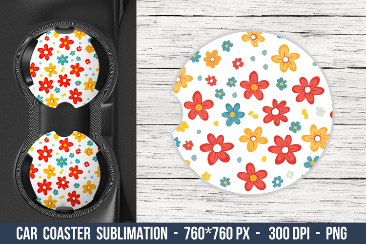 Cute Flower Car coaster | Car Coaster Sublimation