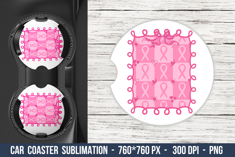Breast Cancer Coquette Car Coaster | Car Coaster Sublimation