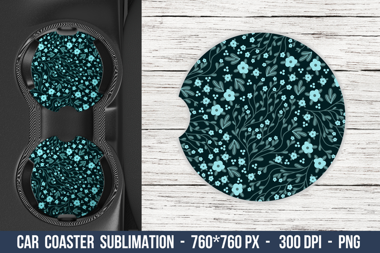 Disty Floral Car Coaster | Car Coaster Sublimation