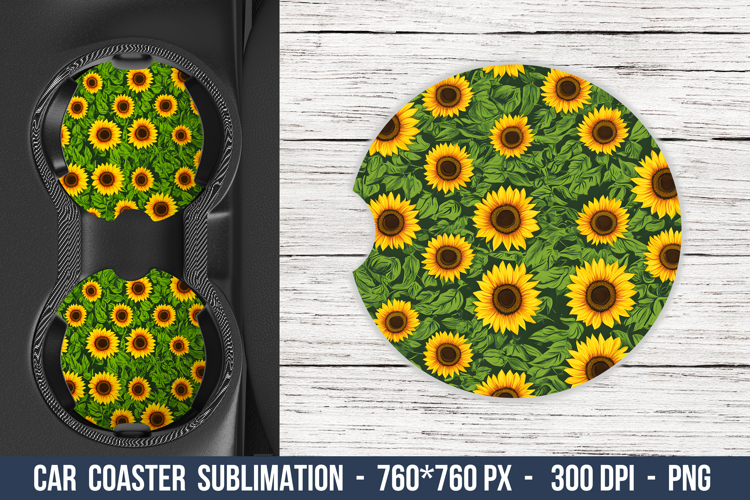 Sunflower Pattern Car Coaster | Car Coaster Sublimation