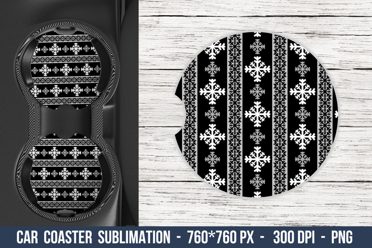 Snowflake Pattern Car Coaster | Car Coaster Sublimation