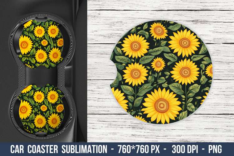 Sunflower Pattern Car coaster | Car Coaster Sublimation