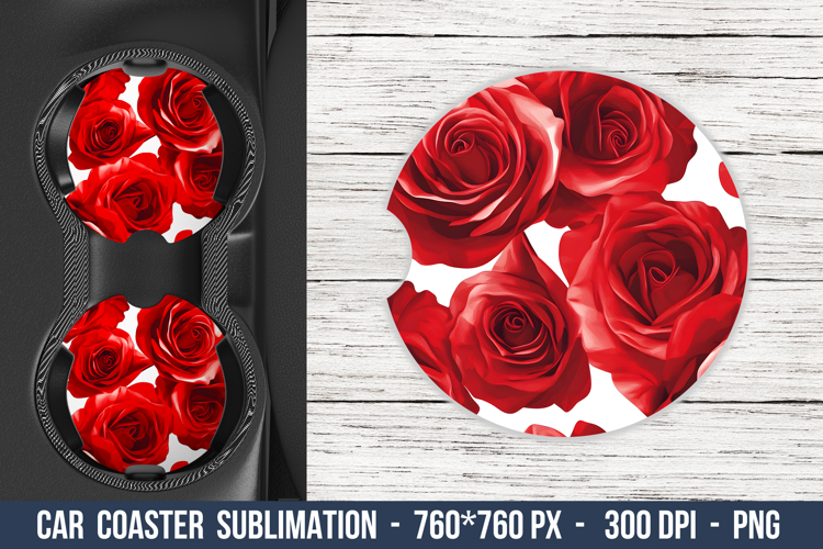 Rose Flower Car Coaster | Car Coaster Sublimation