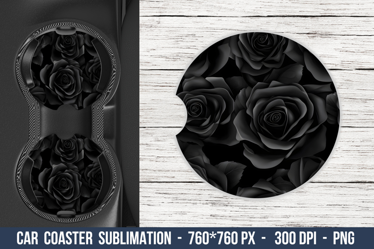 Black Rose Flower Car Coaster | Car Coaster Sublimation