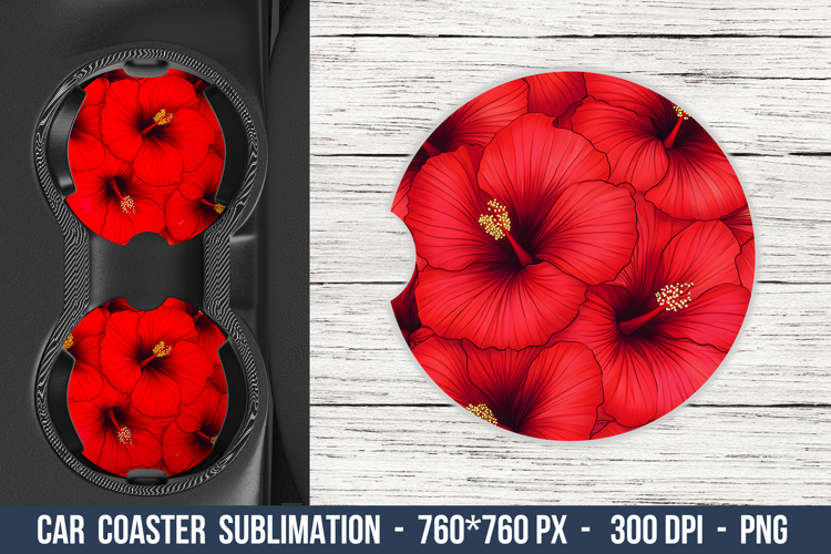 Hibiscus Flower Pattern Car Coaster | Car Coaster Png