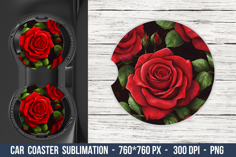 Rose Flower Pattern Car Coaster | Car Coaster Png