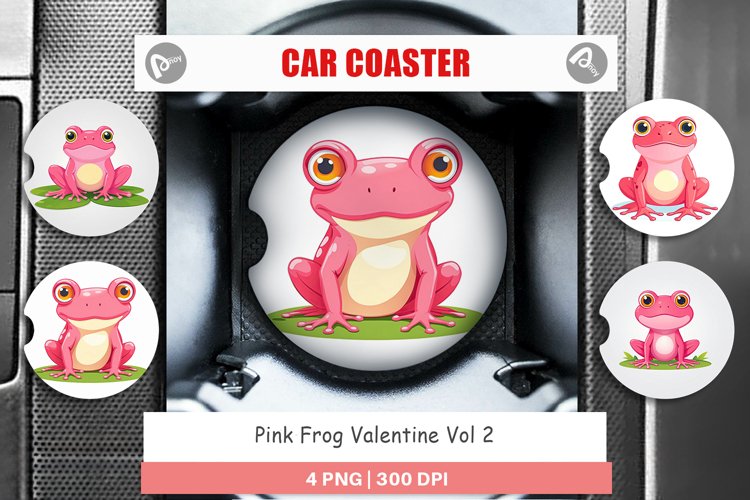 Car Coaster Pink Frog Valentine