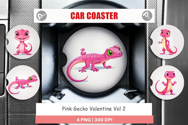 Car Coaster Pink Gecko Valentine