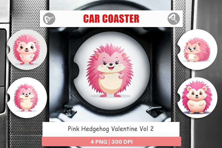 Car Coaster Pink Hedgehog Valentine