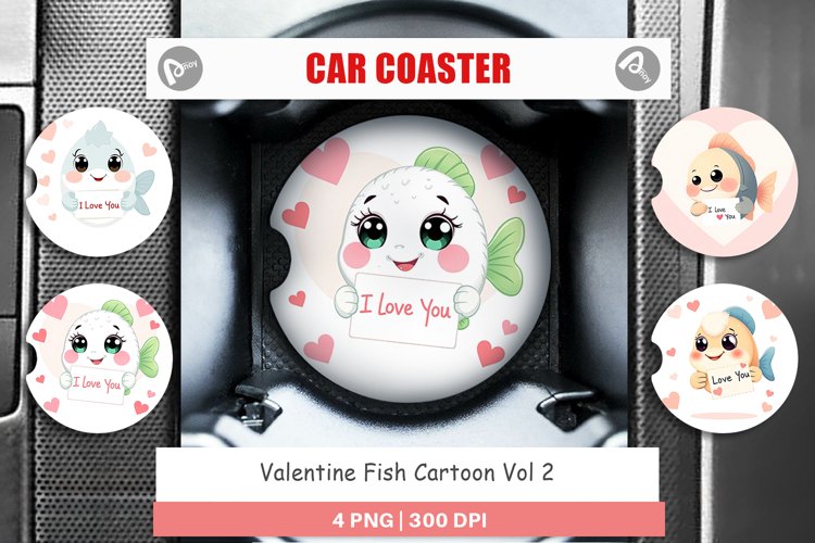Car Coaster Valentine Fish Cartoon