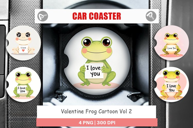 Car Coaster Valentine Frog Cartoon