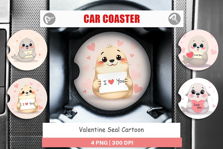 Car Coaster Valentine Seal Cartoon