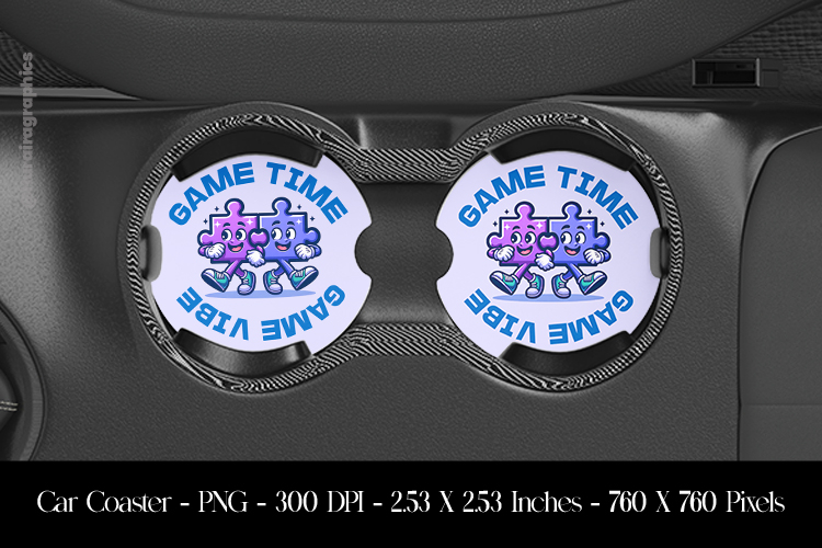 Game Time Game Vibe Car Coaster Sublimation Design