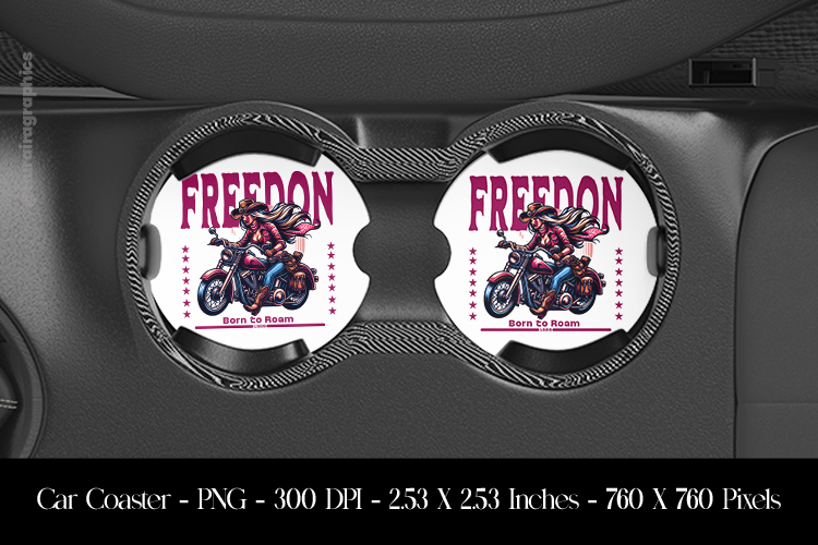 Freedom Biker Car Coaster Sublimation Design