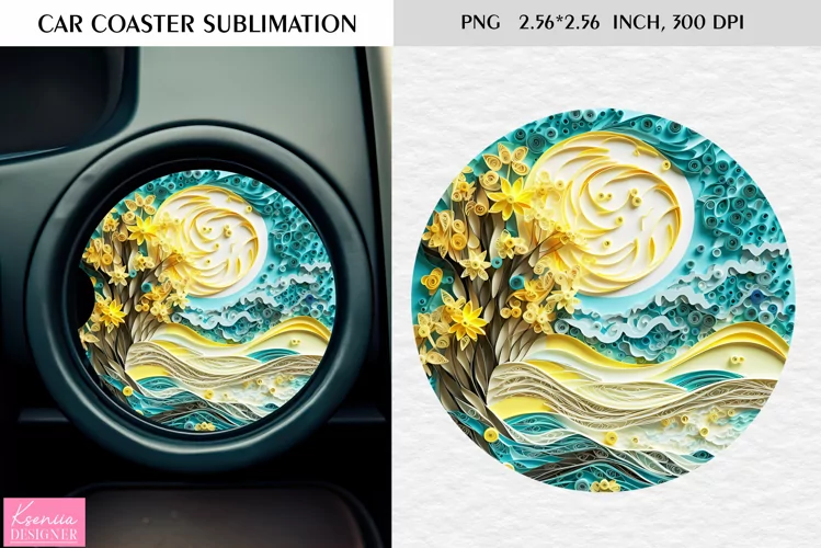 Quilling Ocean Beach| Summer Car Coaster