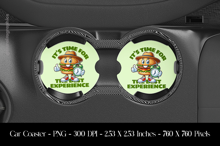 Funny Burger Car Coaster Sublimation Design