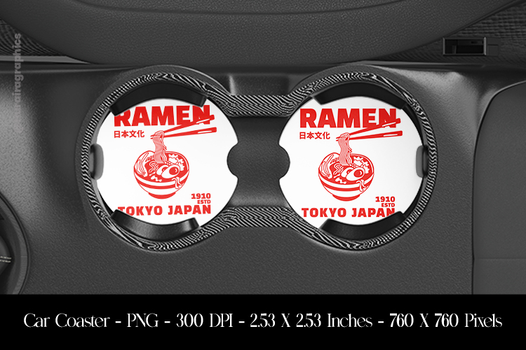 Ramen Tokyo Japan Car Coaster Sublimation Design example image 1