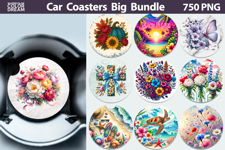 Big Bundle Car Coaster | Round Coaster Sublimation