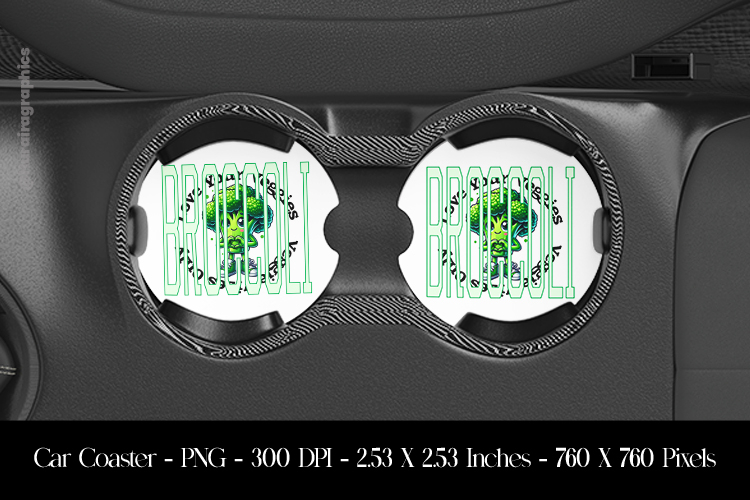 Broccoli Car Coaster Sublimation Design