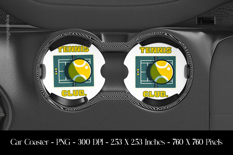 Tennis Club Car Coaster Sublimation Design