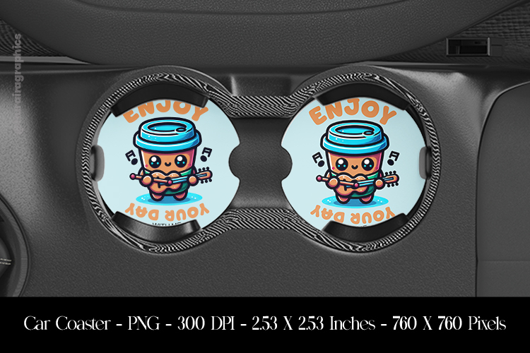 Enjoy Your Day Car Coaster Sublimation Design