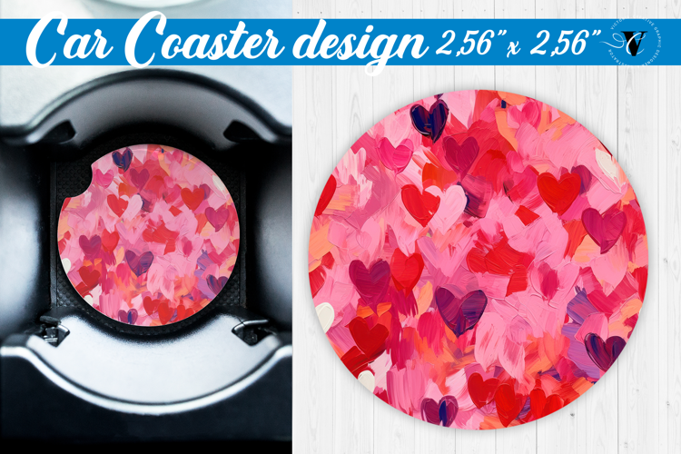 Spring Car Coaster | Hearts pattern