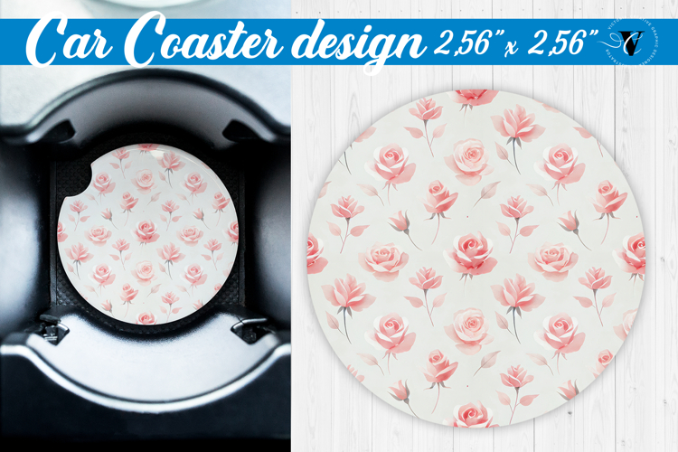 Spring Car Coaster | Roses pattern example image 1