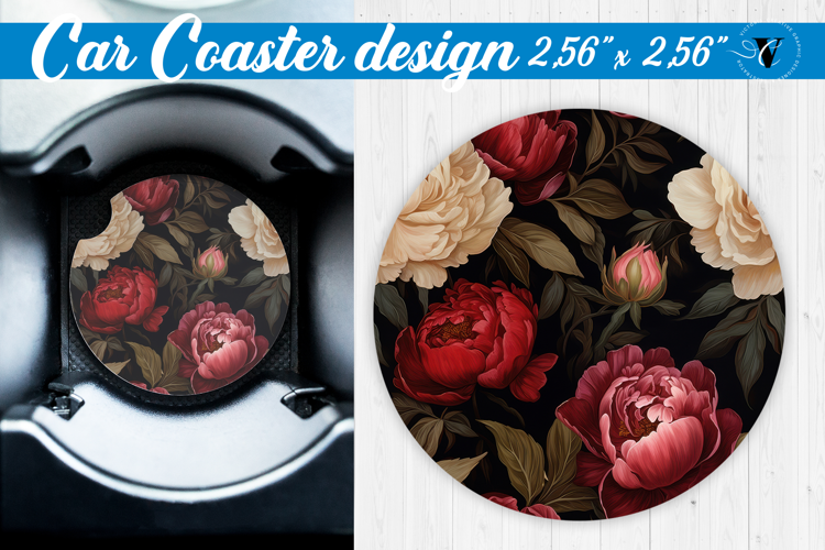 Spring Car Coaster | Peonies pattern