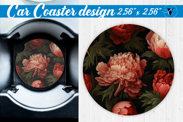 Spring Car Coaster | Peonies pattern