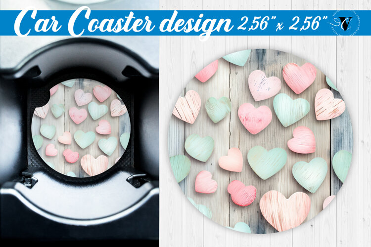 Spring Car Coaster | Hearts pattern example image 1