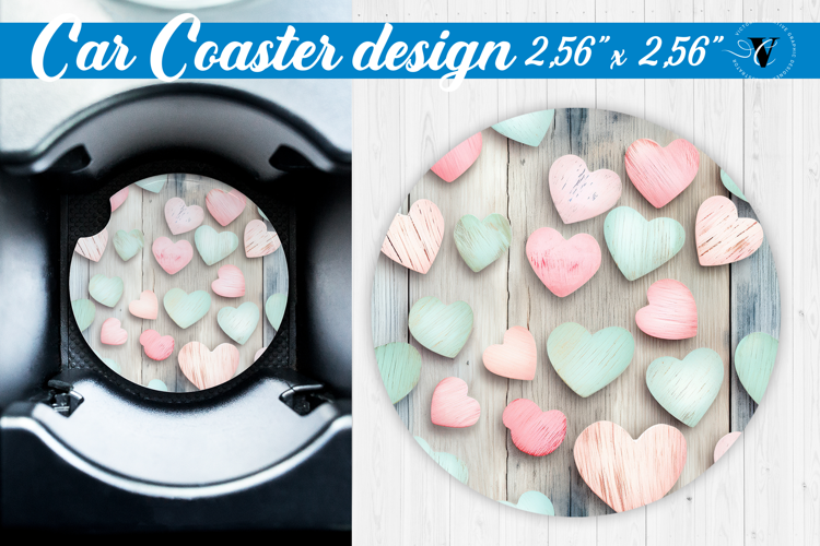 Spring Car Coaster | Hearts pattern